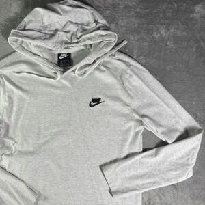 Nike Lightweight Hoodie Pullover Long Sleeve White/Gray Men's Medium
